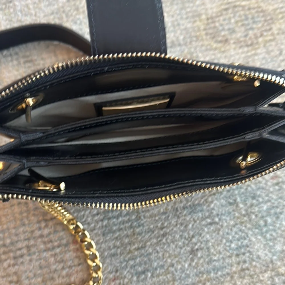 Valentino Black and Purple Bag with Gold Chain - Picture 3 of 3